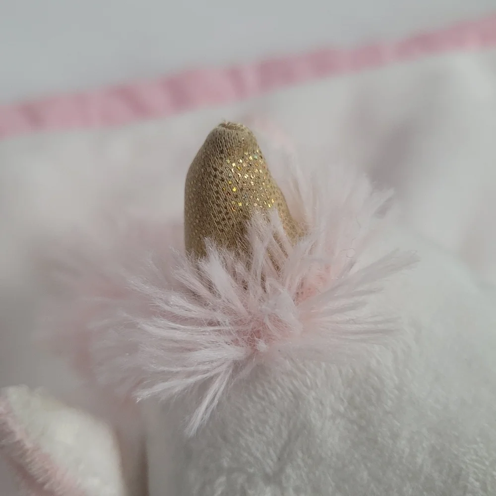 Carter's Unicorn Lovey Security Blanket Toy Plush Satin Backing Trim Pink White